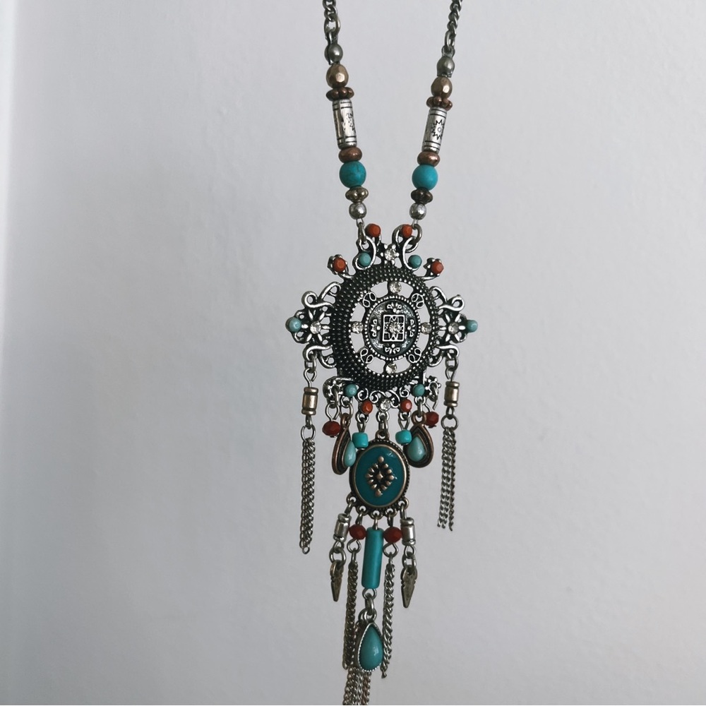 Dream-Catcher Silver and Turquoise Necklace